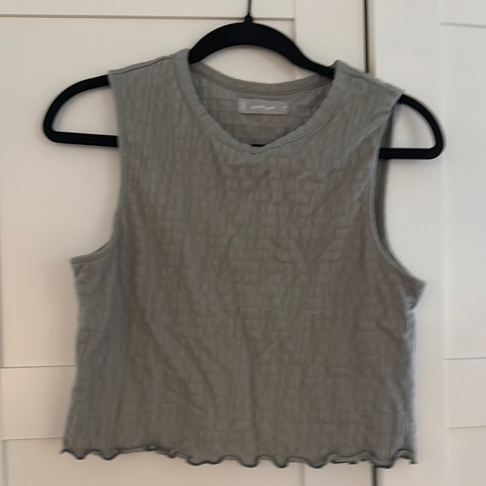 Everlane Gray Sleeveless Ribbed Crop Tank Top